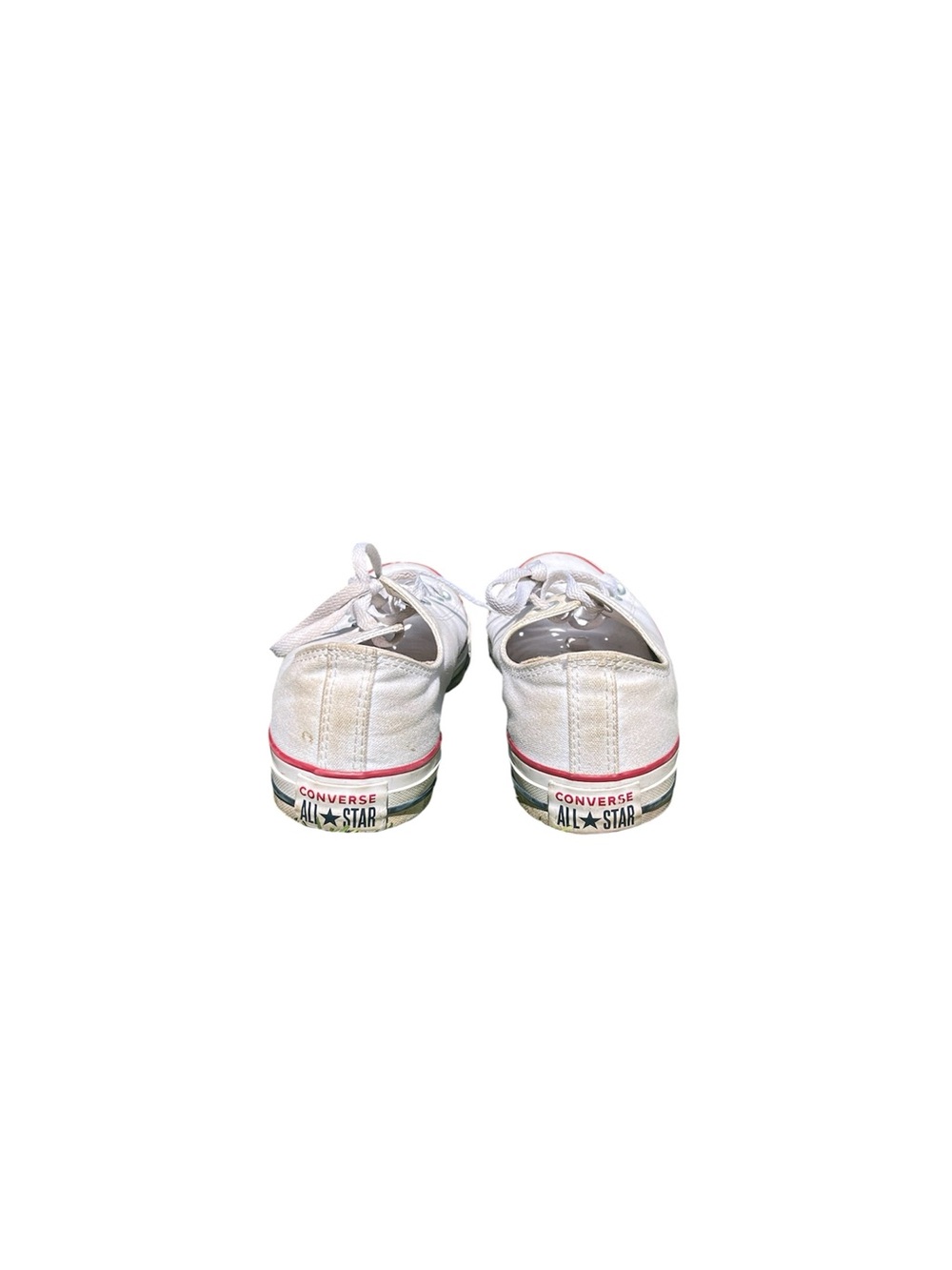 Women’s Converse White Low Top Sneakers with Red Trim. Size 10 - Picture 3 of 4